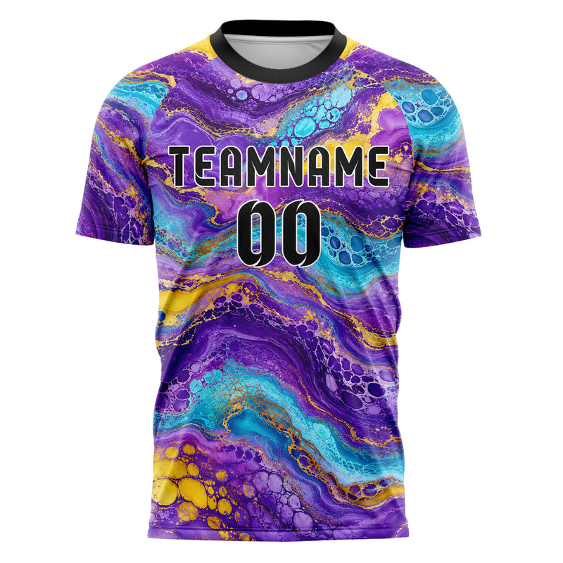 Lila lebendiges Marmor Acrylic Pour Design 14-0029 individuelles Fußballtrikot front