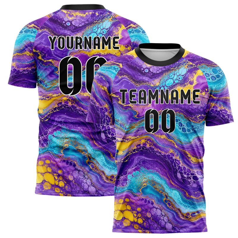 Lila lebendiges Marmor Acrylic Pour Design 14-0029 individuelles Fußballtrikot main
