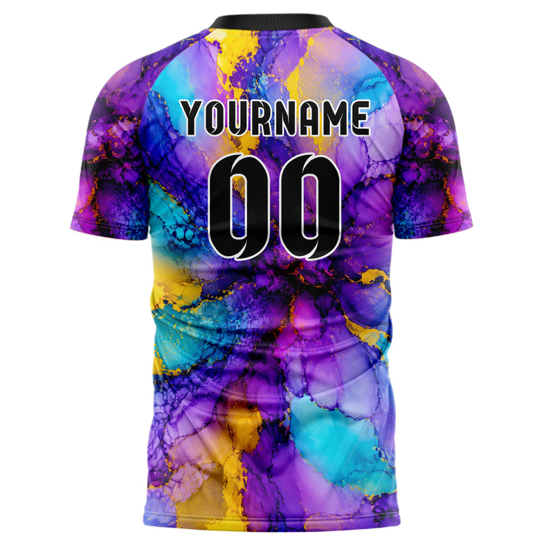 Lila lebendiges Marmor Alcohol Ink Water Design 14-0026 individuelles Fußballtrikot back