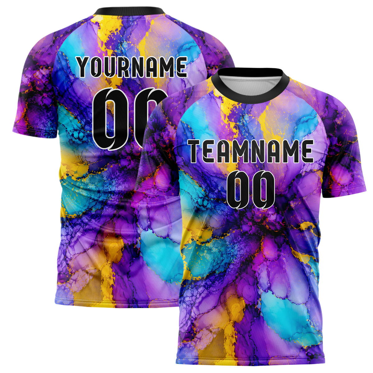 Lila lebendiges Marmor Alcohol Ink Water Design 14-0026 individuelles Fußballtrikot main
