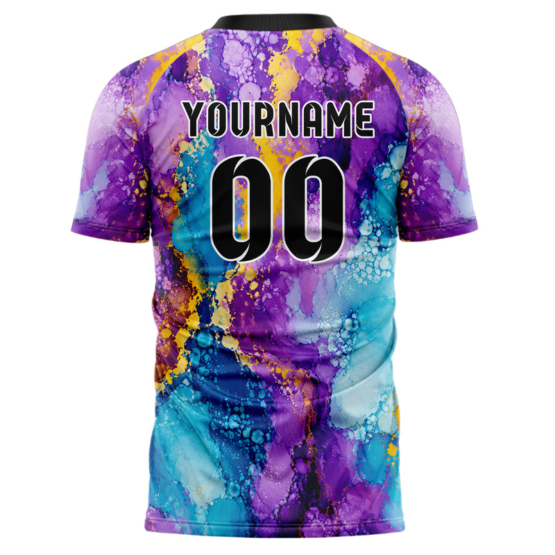 Lila lebendiges Marmor Alcohol Ink Water Design 14-0050 individuelles Fußballtrikot back