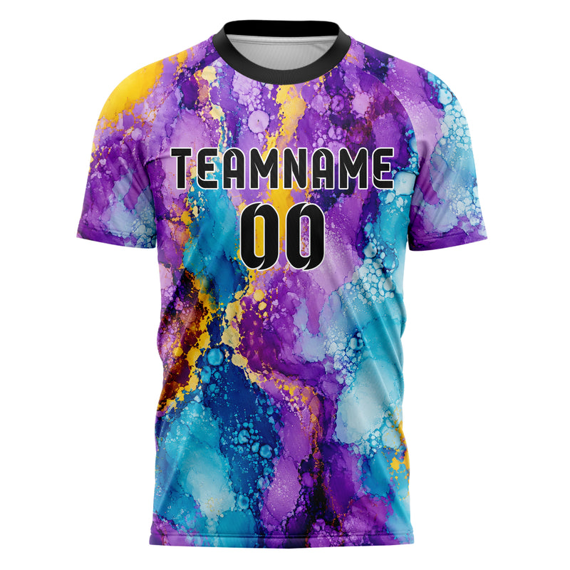 Lila lebendiges Marmor Alcohol Ink Water Design 14-0050 individuelles Fußballtrikot front