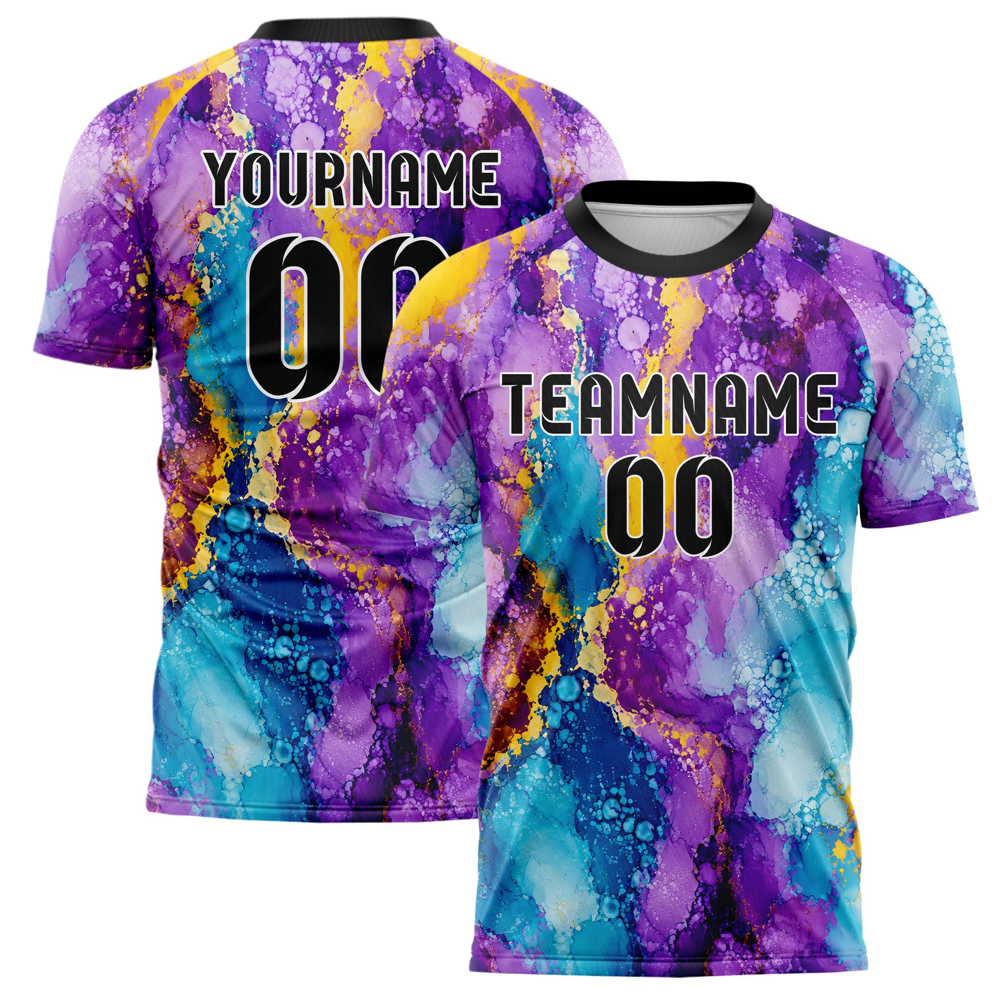 Lila lebendiges Marmor Alcohol Ink Water Design 14-0050 individuelles Fußballtrikot main