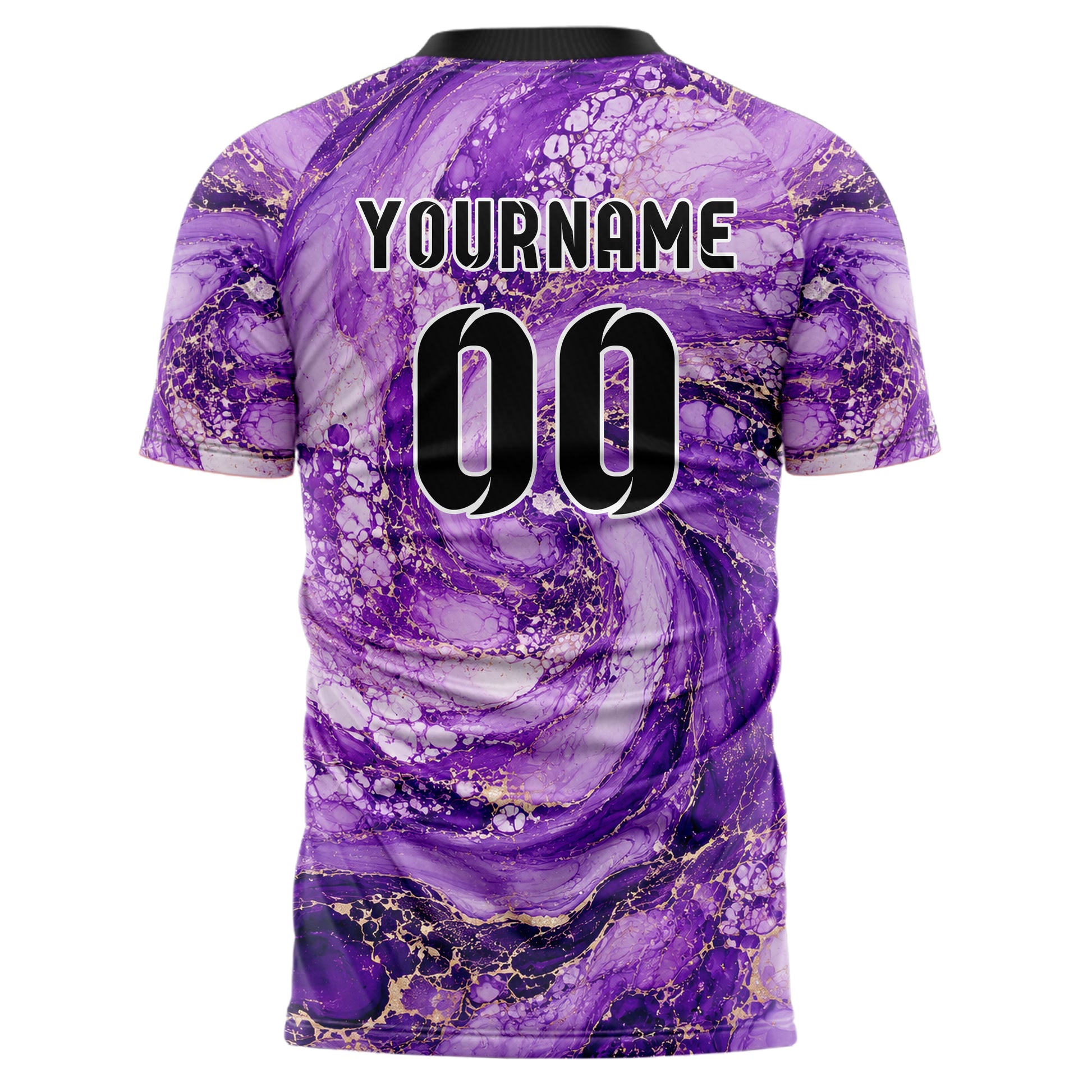 Lila lebendiges Marmor Liquid Cells Design 14-0001 individuelles Fußballtrikot back
