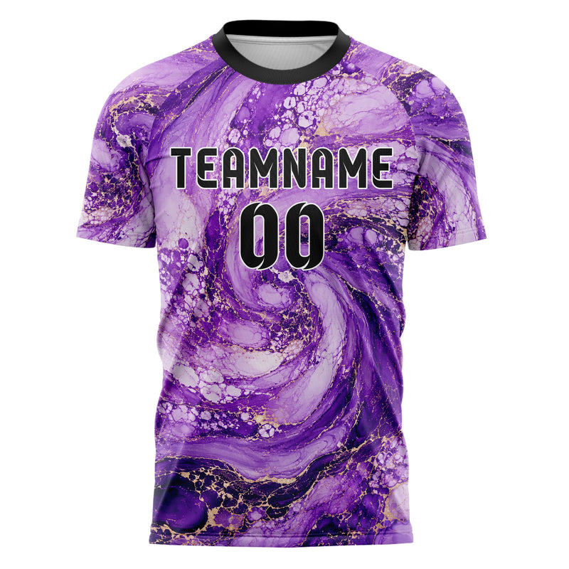 Lila lebendiges Marmor Liquid Cells Design 14-0001 individuelles Fußballtrikot front