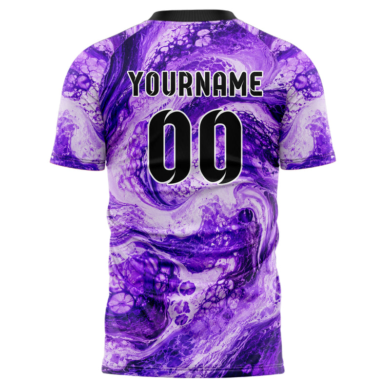 Lila lebendiges Marmor Ribbon Pools Design 14-0034 individuelles Fußballtrikot back