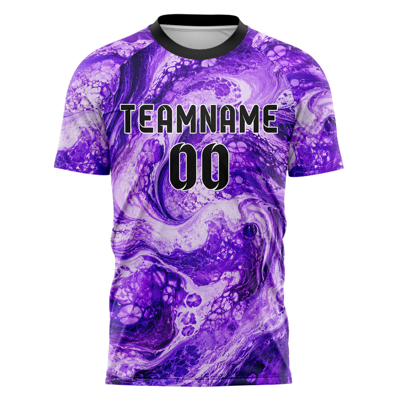 Lila lebendiges Marmor Ribbon Pools Design 14-0034 individuelles Fußballtrikot front