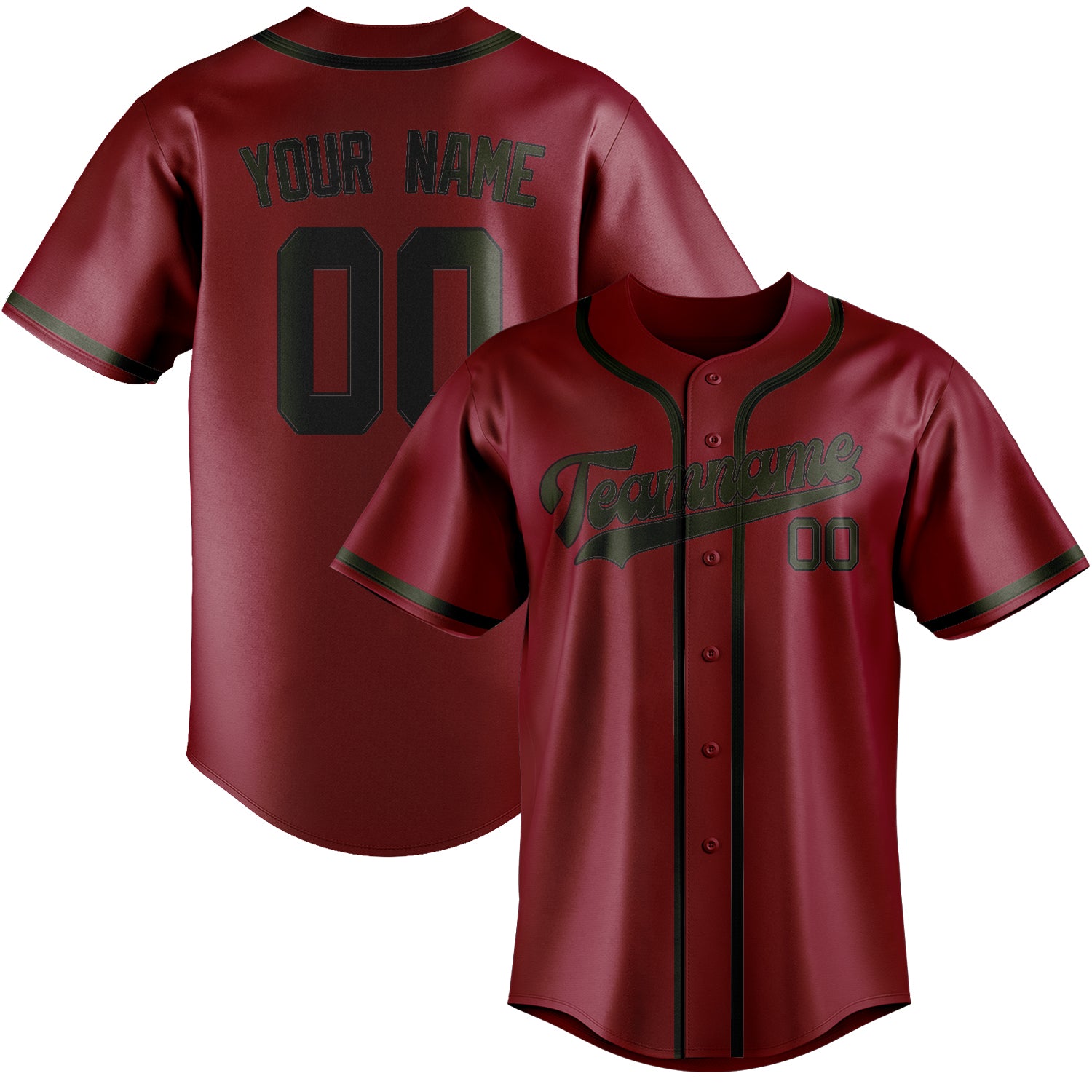 Benutzerdefiniertes Professionelles Karmesinrot Dunkles Oliv Baseballtrikot