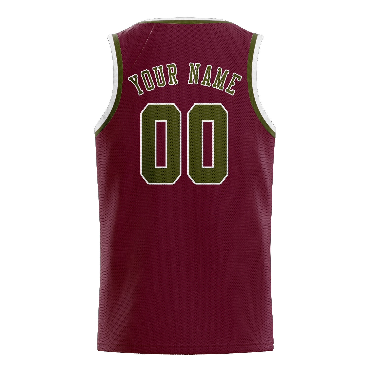 Benutzerdefiniertes Professionelles Karmesinrot Dunkles Oliv Basketballtrikot