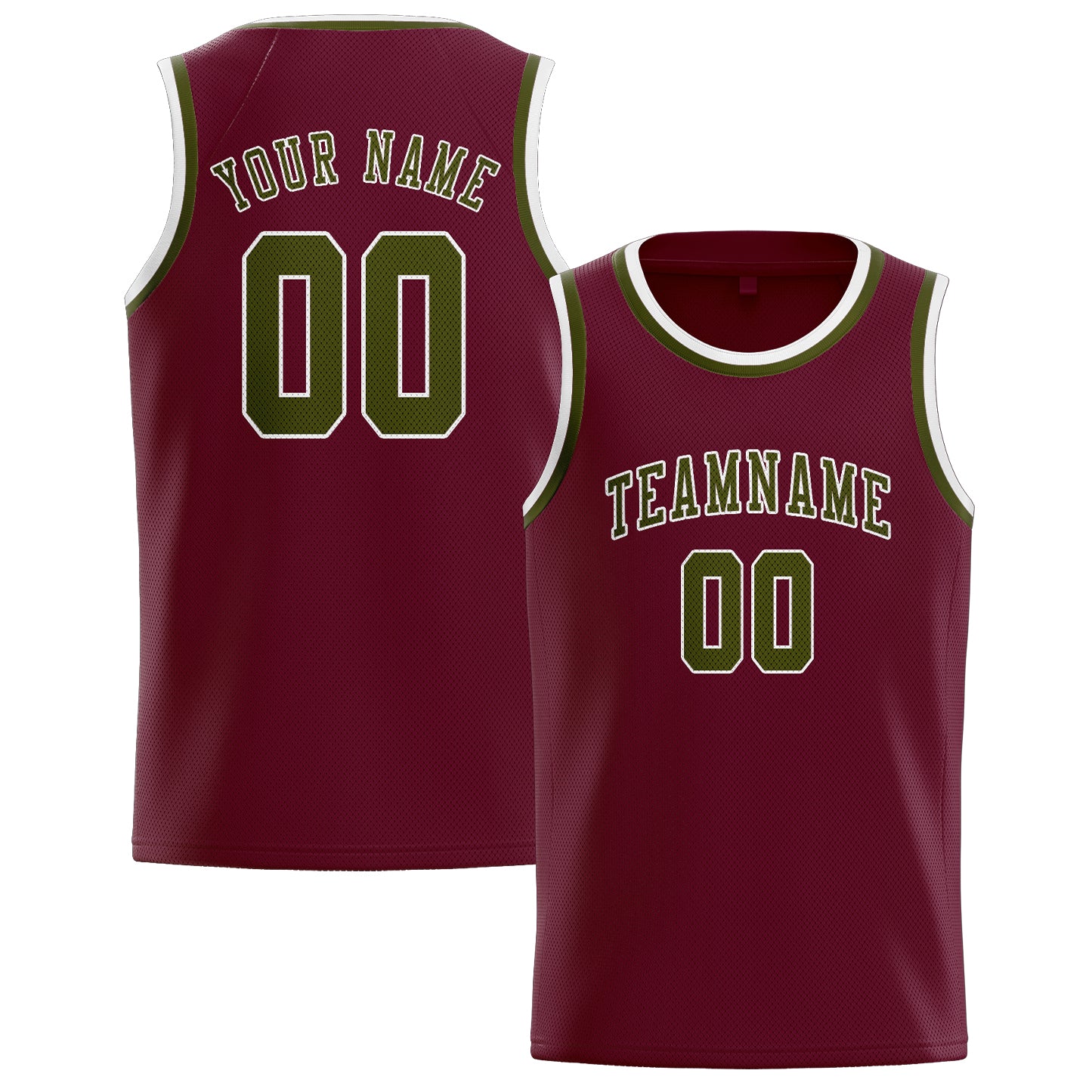 Benutzerdefiniertes Professionelles Karmesinrot Dunkles Oliv Basketballtrikot