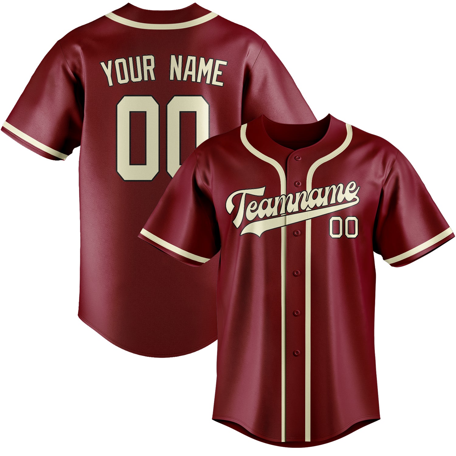 Benutzerdefiniertes Professionelles Karmesinrot Beige Baseballtrikot