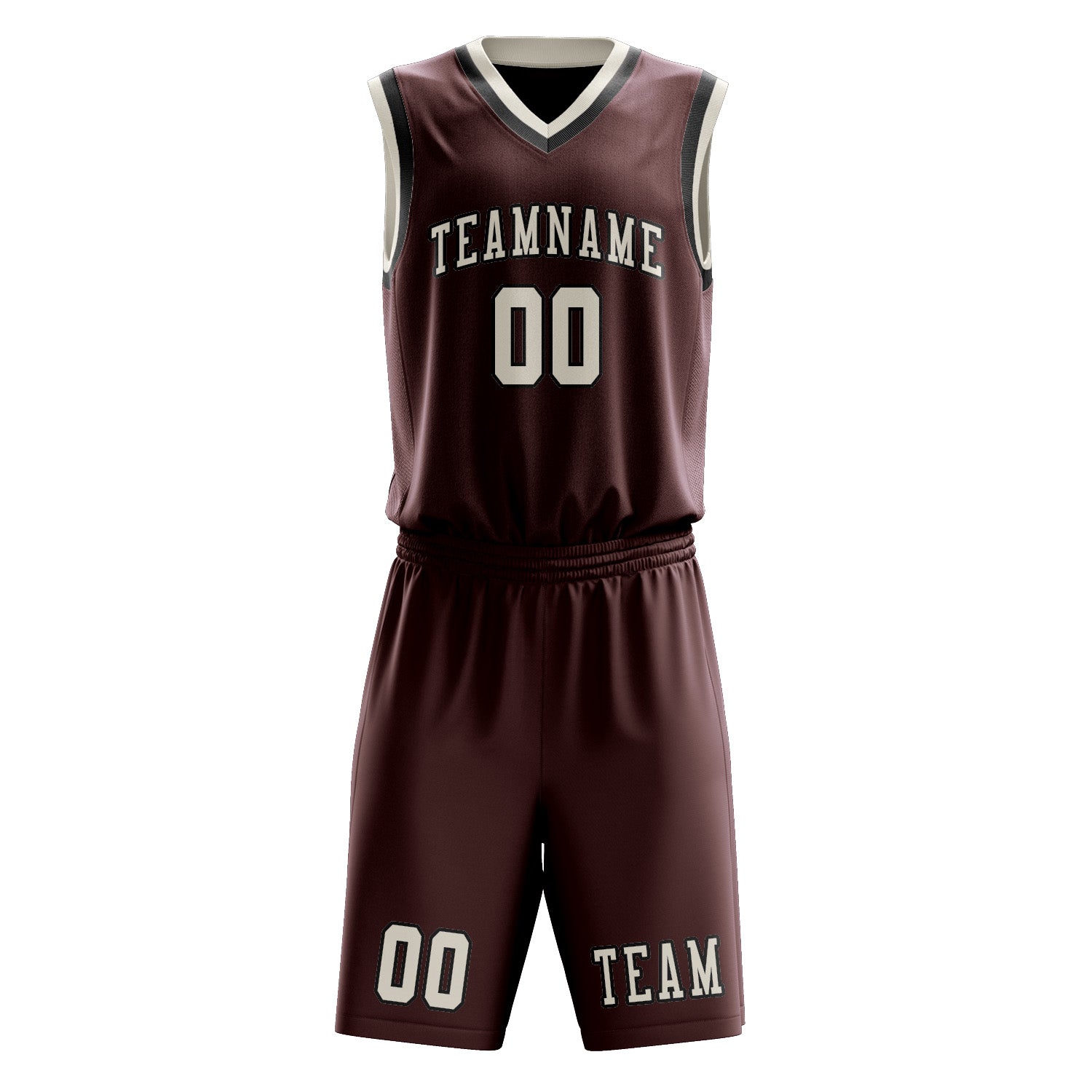 Benutzerdefiniertes Professionelles Karmesinrot Beige Basketballtrikot-Set