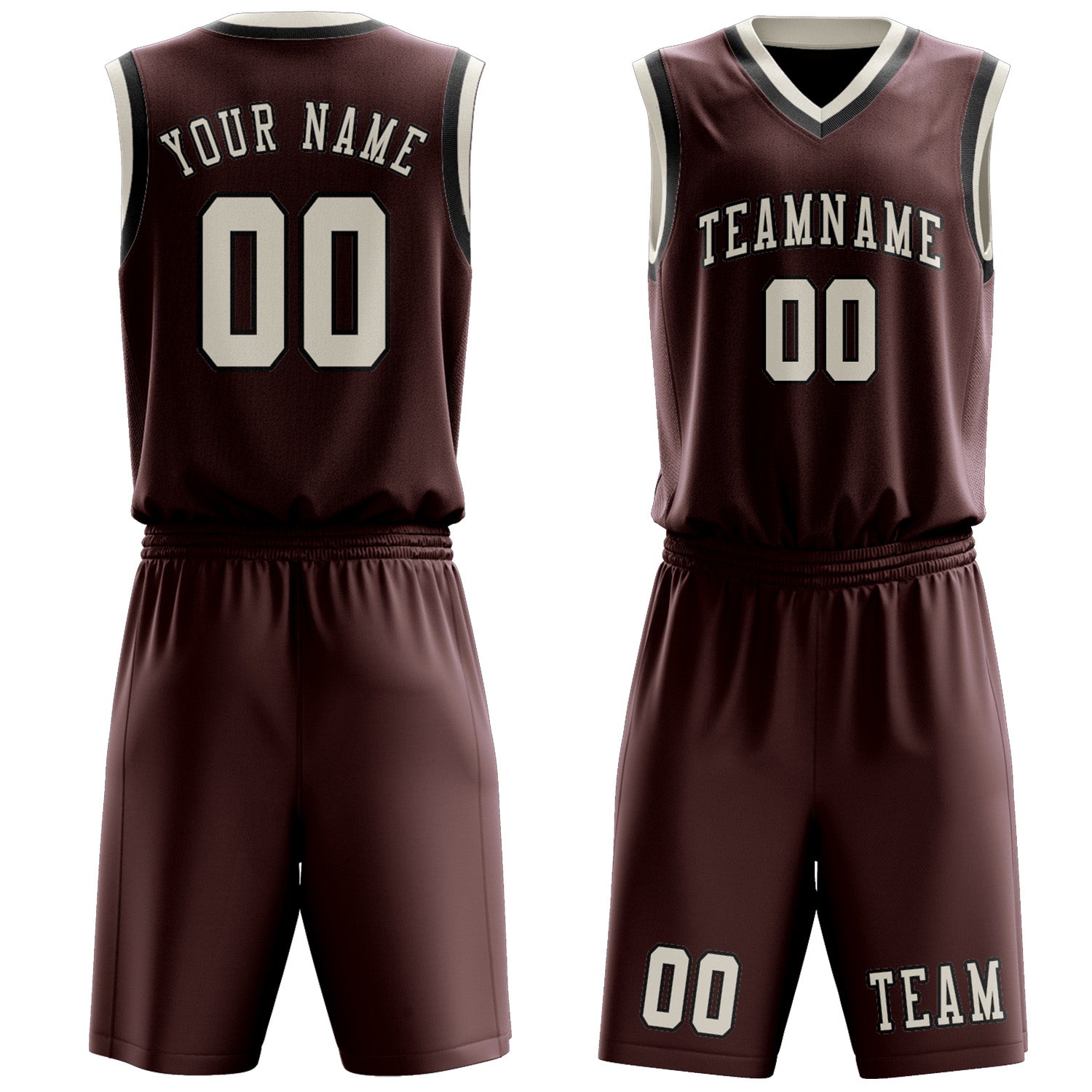 Benutzerdefiniertes Professionelles Karmesinrot Beige Basketballtrikot-Set