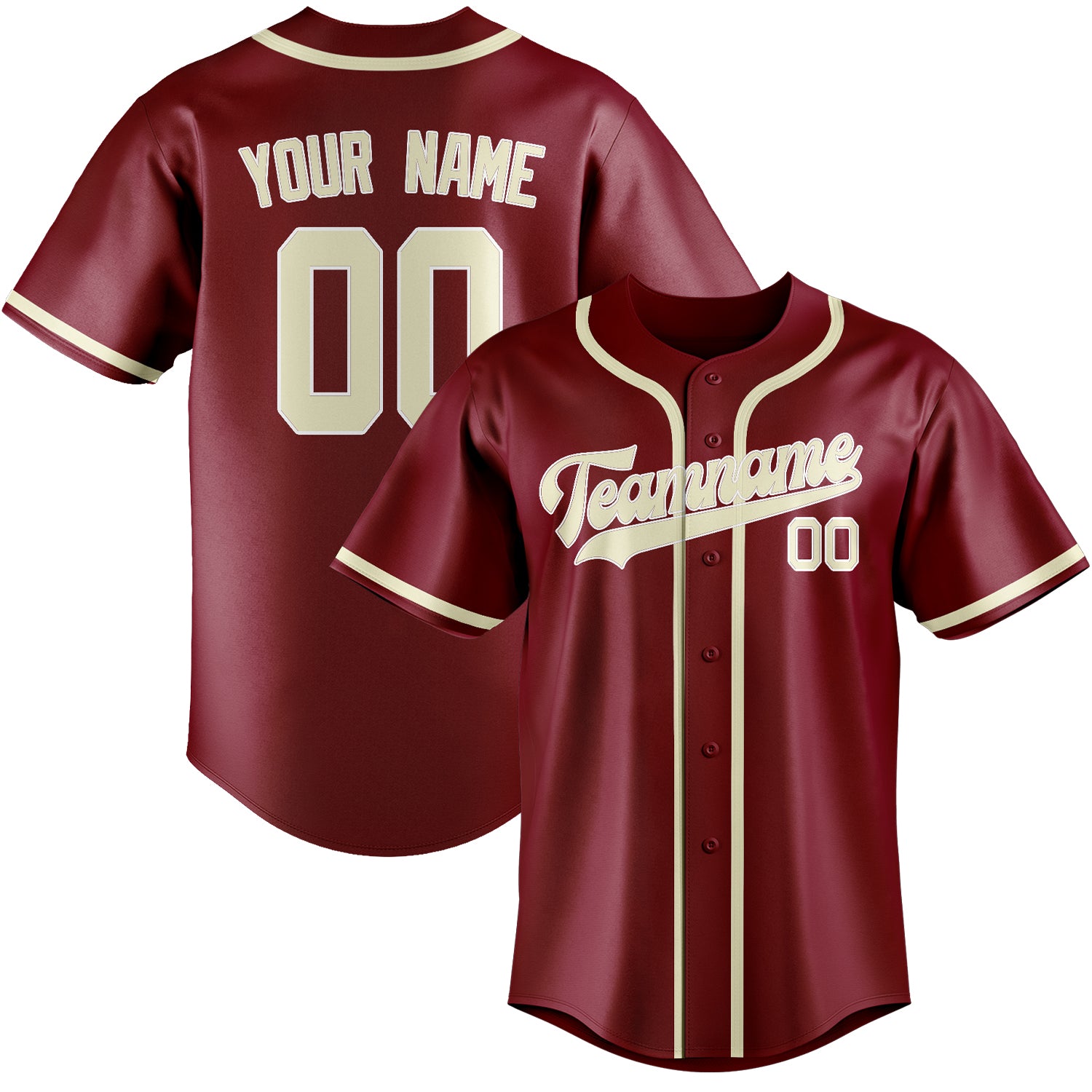 Benutzerdefiniertes Professionelles Karmesinrot Beige Baseballtrikot
