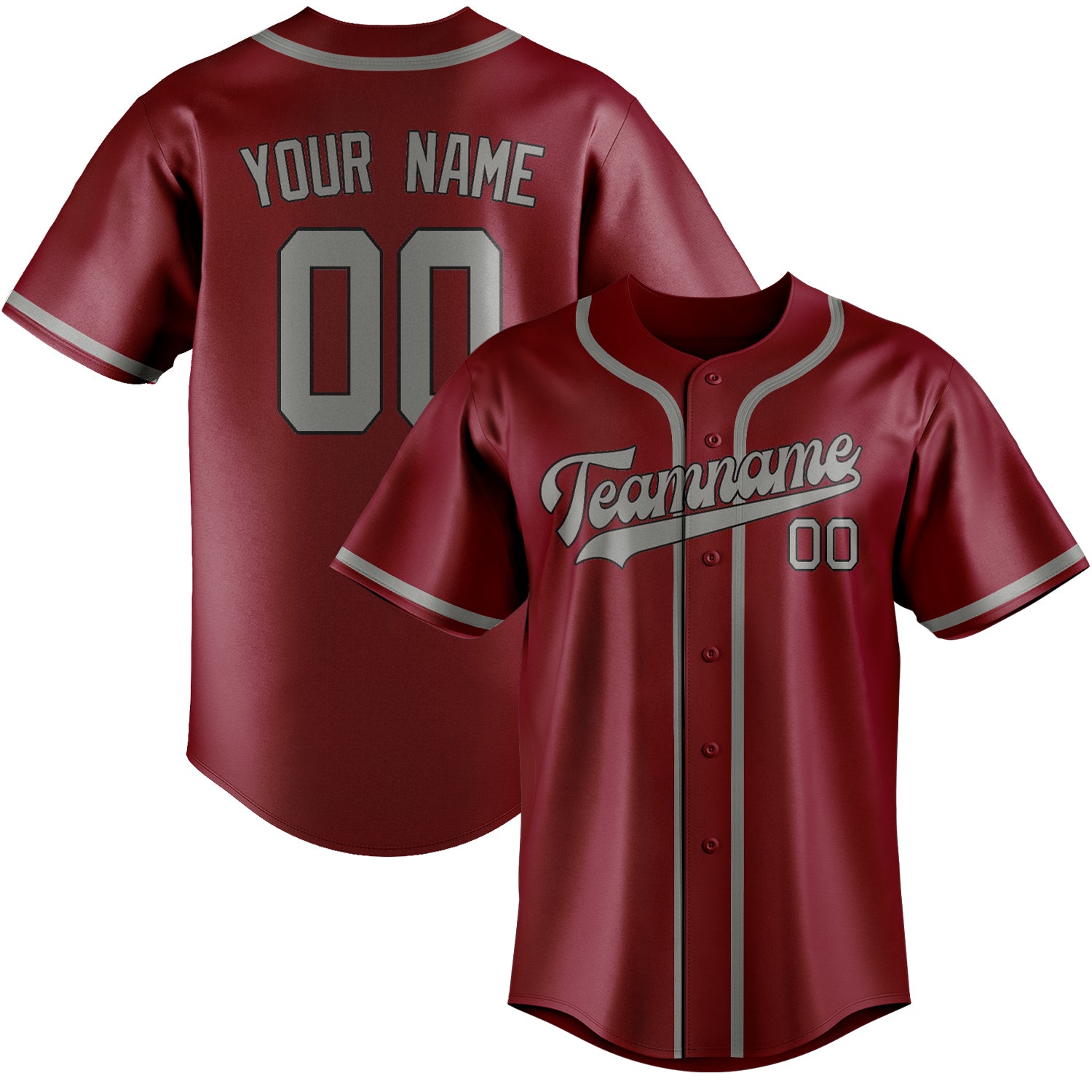 Benutzerdefiniertes Professionelles Karmesinrot Grau Baseballtrikot