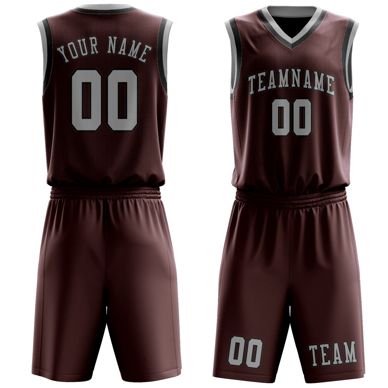 Benutzerdefiniertes Professionelles Karmesinrot Grau Basketballtrikot-Set