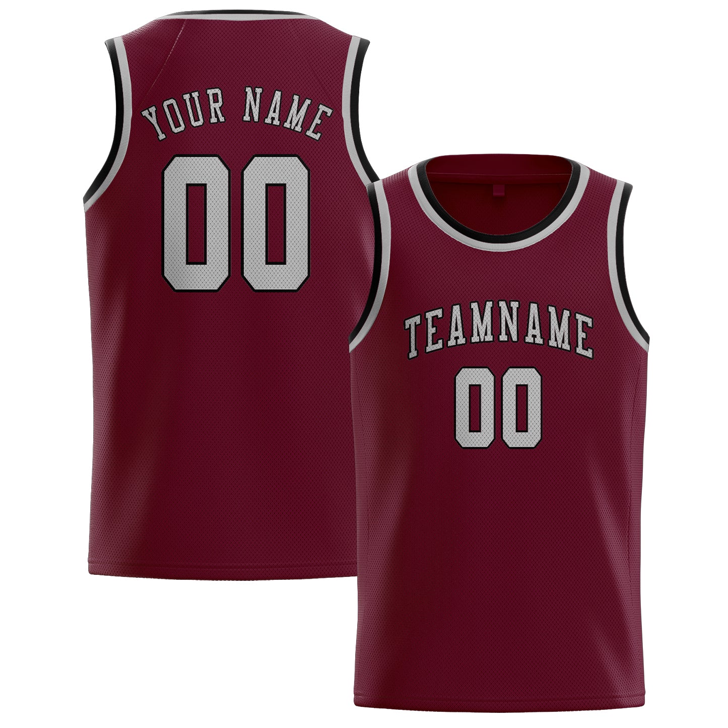 Benutzerdefiniertes Professionelles Karmesinrot Grau Basketballtrikot