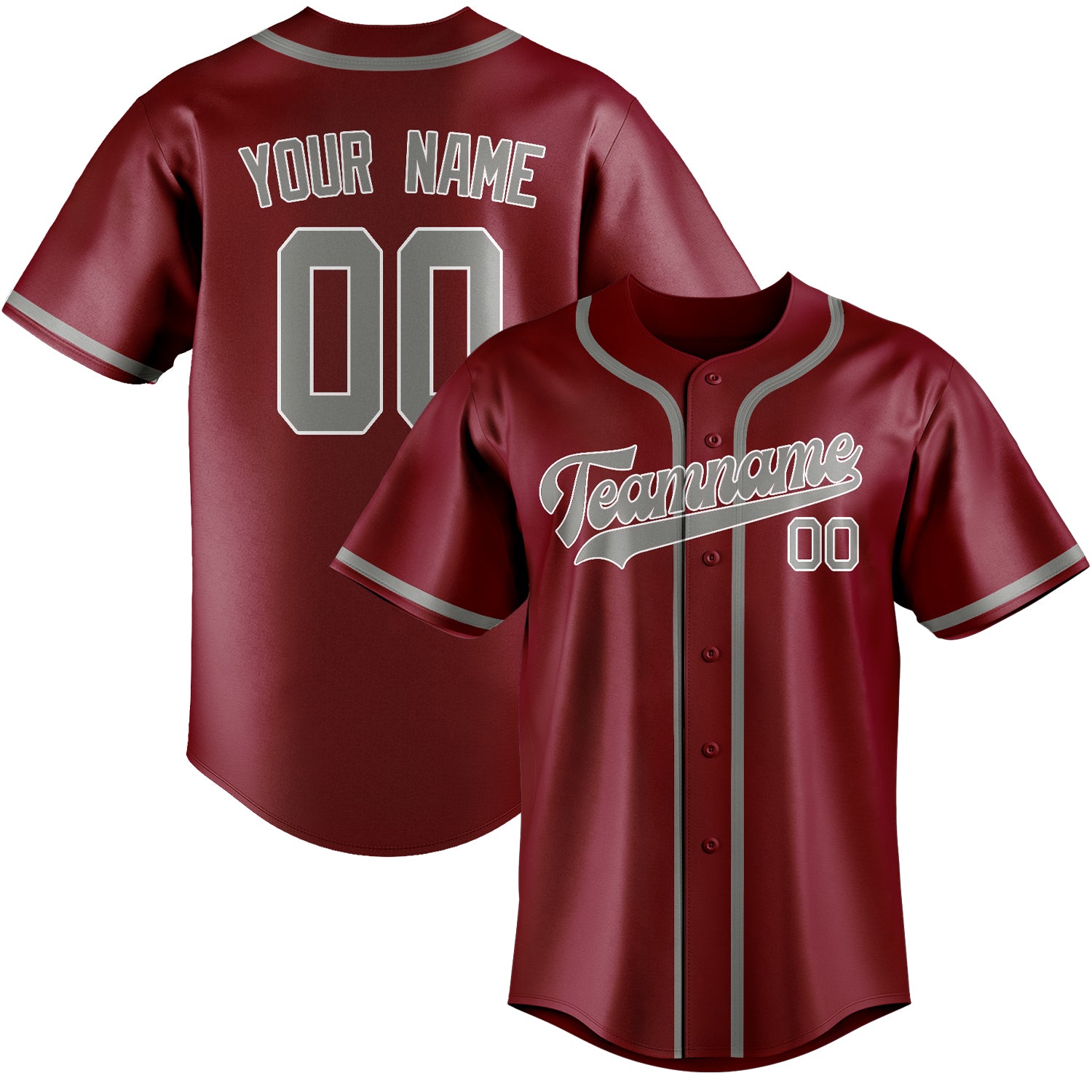 Benutzerdefiniertes Professionelles Karmesinrot Grau Baseballtrikot