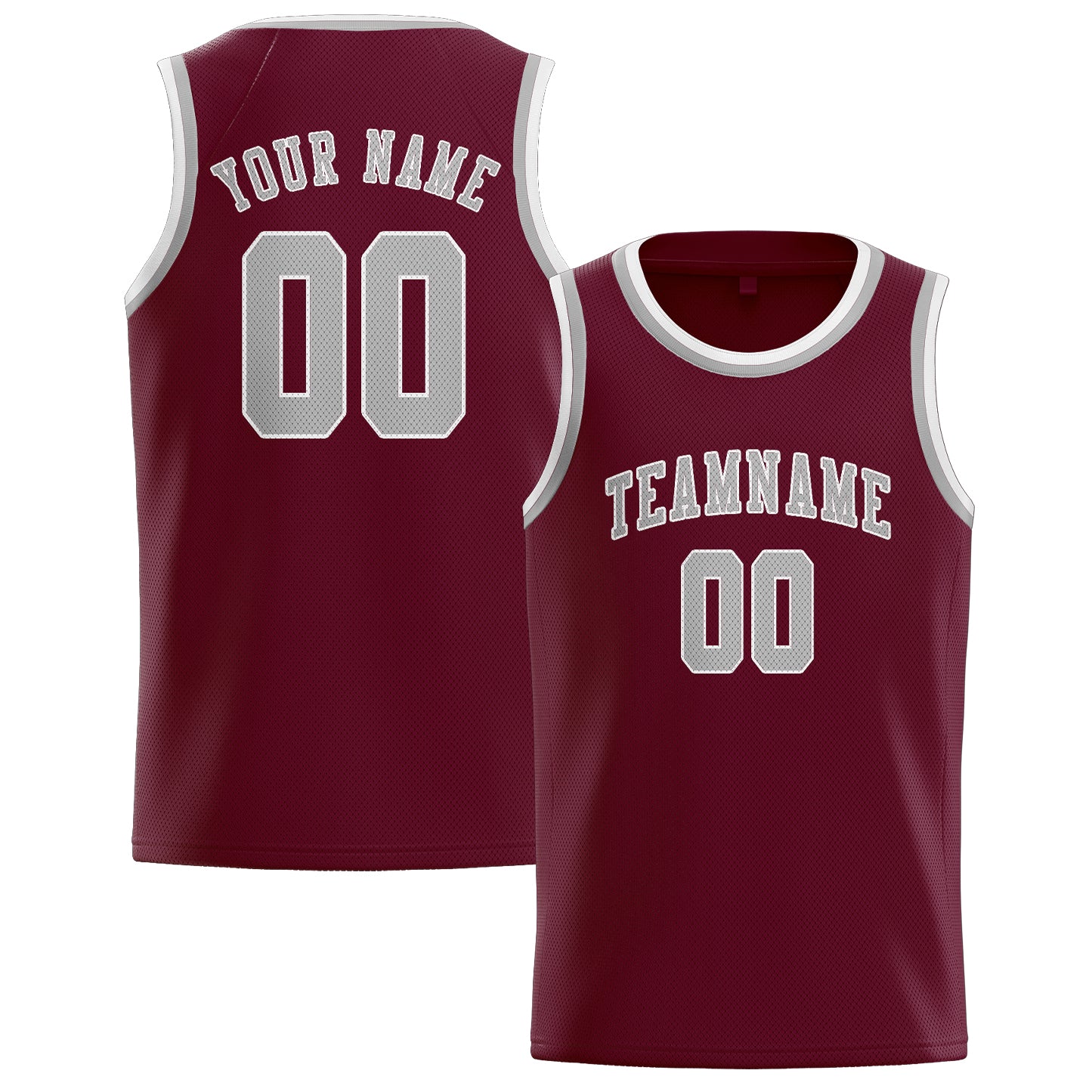 Benutzerdefiniertes Professionelles Karmesinrot Grau Basketballtrikot