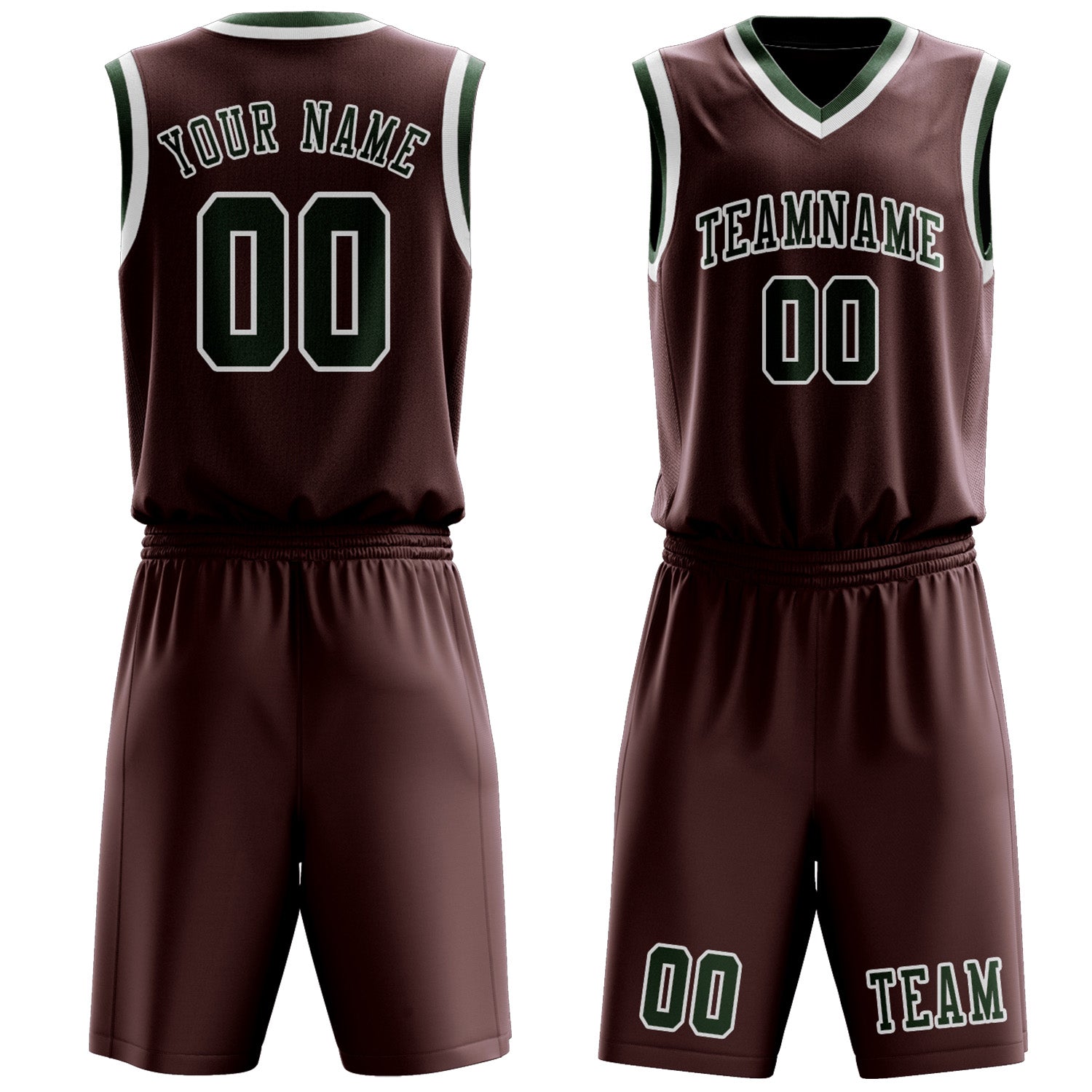 Benutzerdefiniertes Professionelles Karmesinrot Tannengrün Basketballtrikot-Set