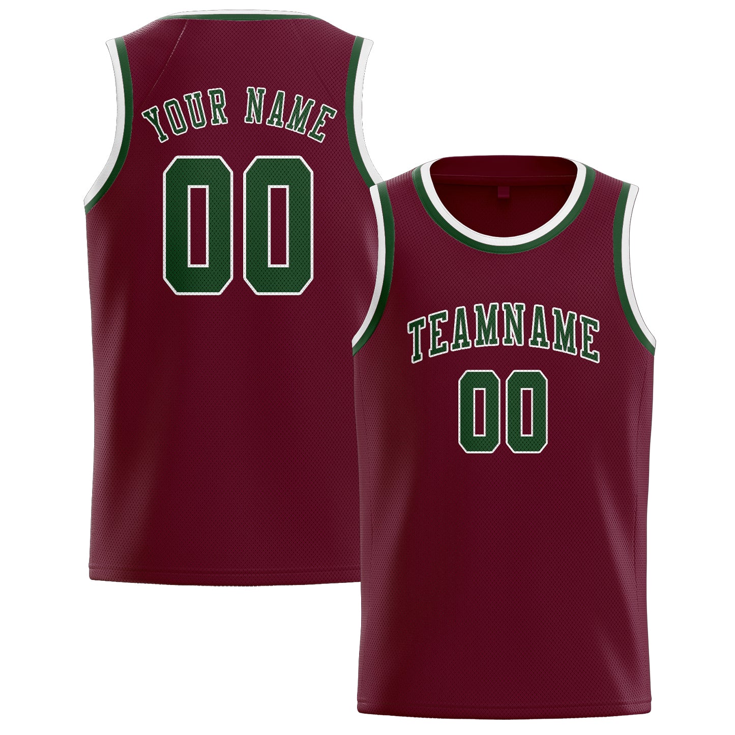 Benutzerdefiniertes Professionelles Karmesinrot Tannengrün Basketballtrikot