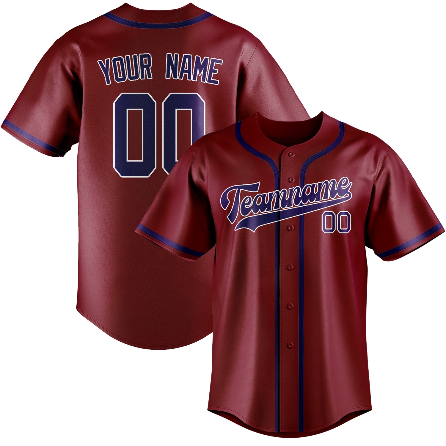 Benutzerdefiniertes Professionelles Karmesinrot Lila Baseballtrikot