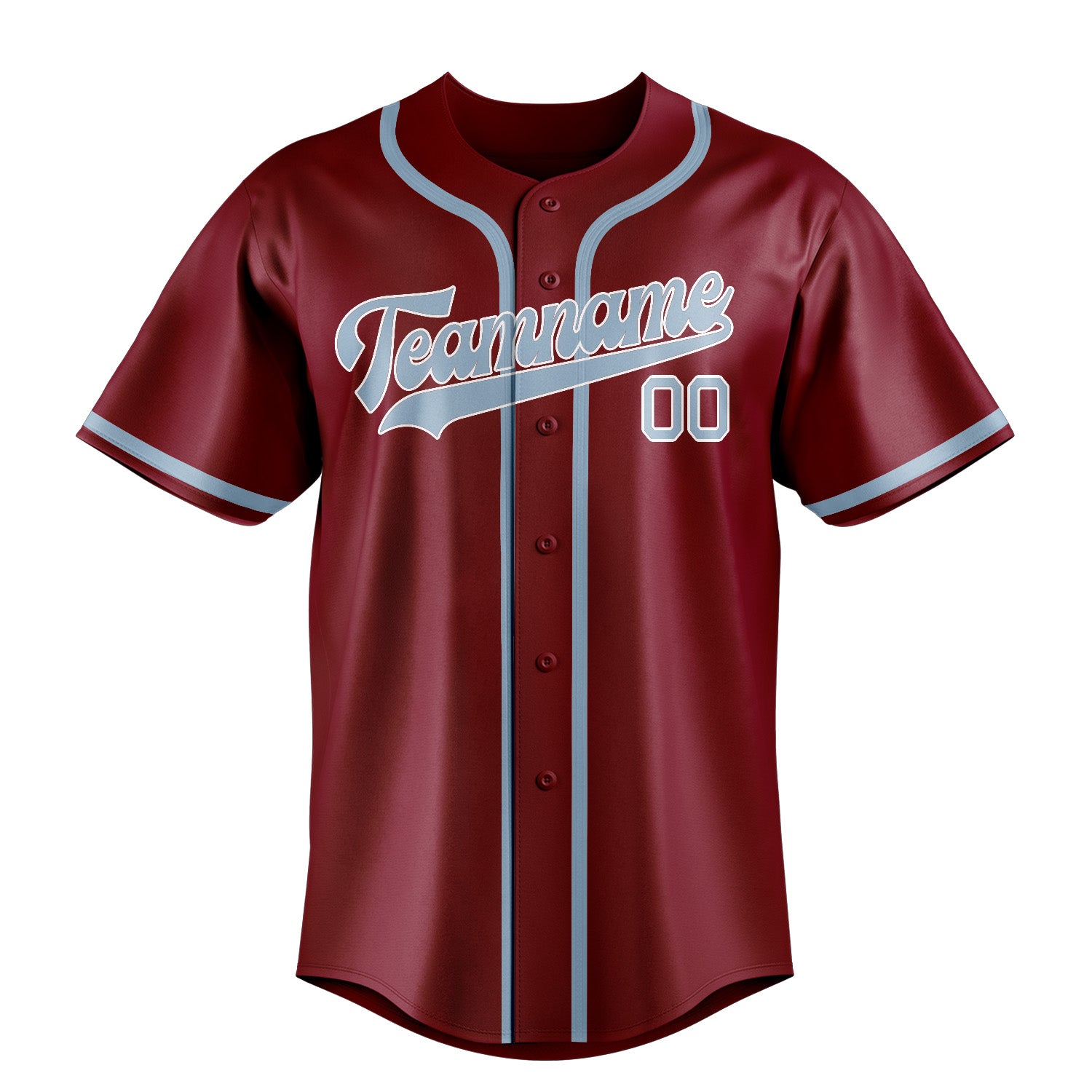 Benutzerdefiniertes Professionelles Karmesinrot Hellblau Baseballtrikot