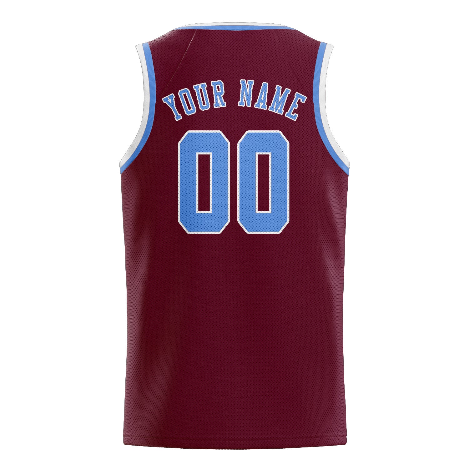 Benutzerdefiniertes Professionelles Karmesinrot Hellblau Basketballtrikot