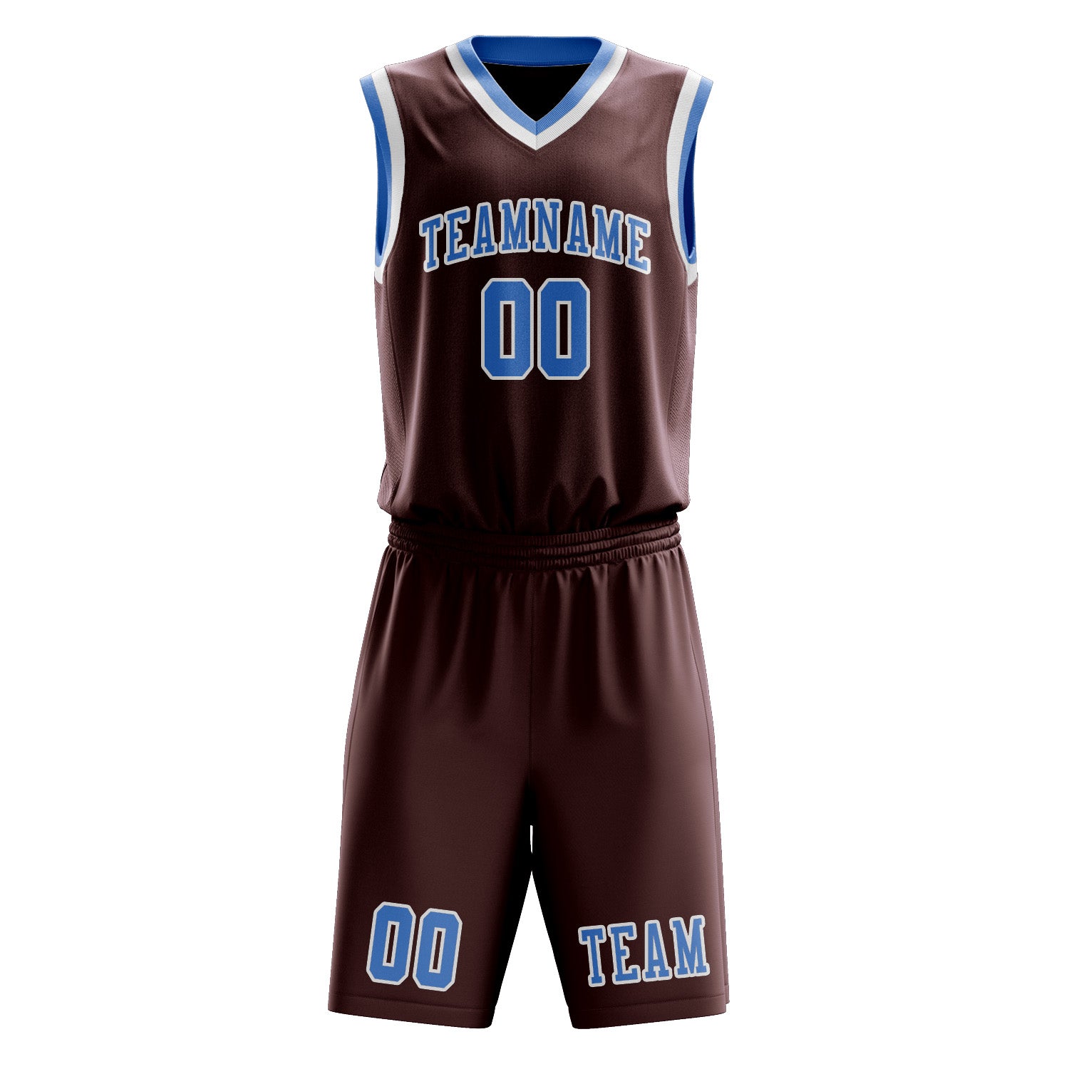 Benutzerdefiniertes Professionelles Karmesinrot Hellblau Basketballtrikot-Set