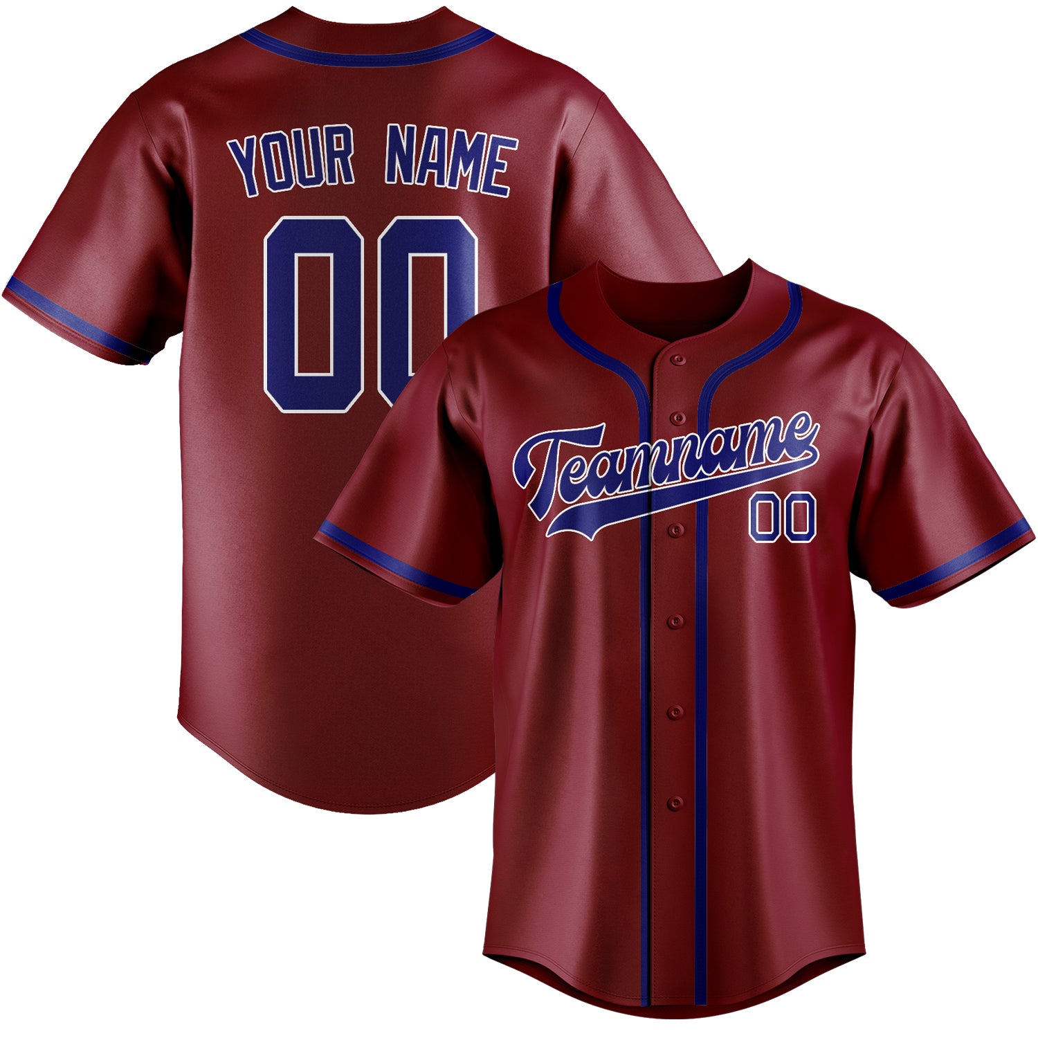 Benutzerdefiniertes Professionelles Karmesinrot Himmelblau Baseballtrikot