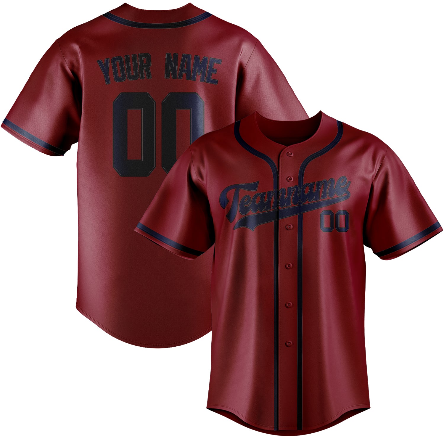 Benutzerdefiniertes Professionelles Karmesinrot Marineblau Baseballtrikot