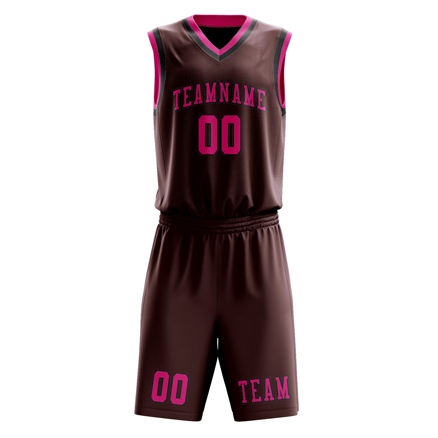 Benutzerdefiniertes Professionelles Karmesinrot Rosarot Basketballtrikot-Set