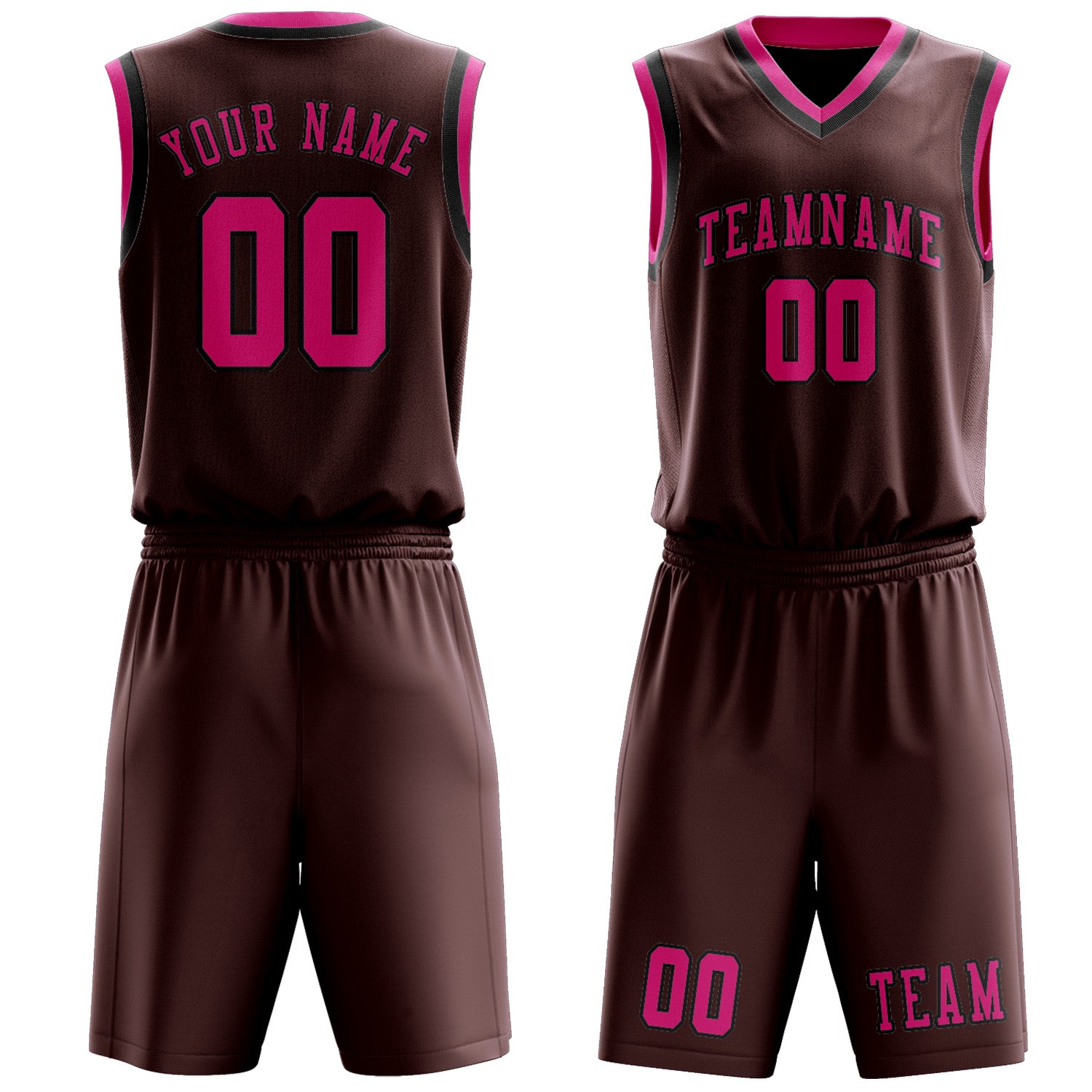 Benutzerdefiniertes Professionelles Karmesinrot Rosarot Basketballtrikot-Set