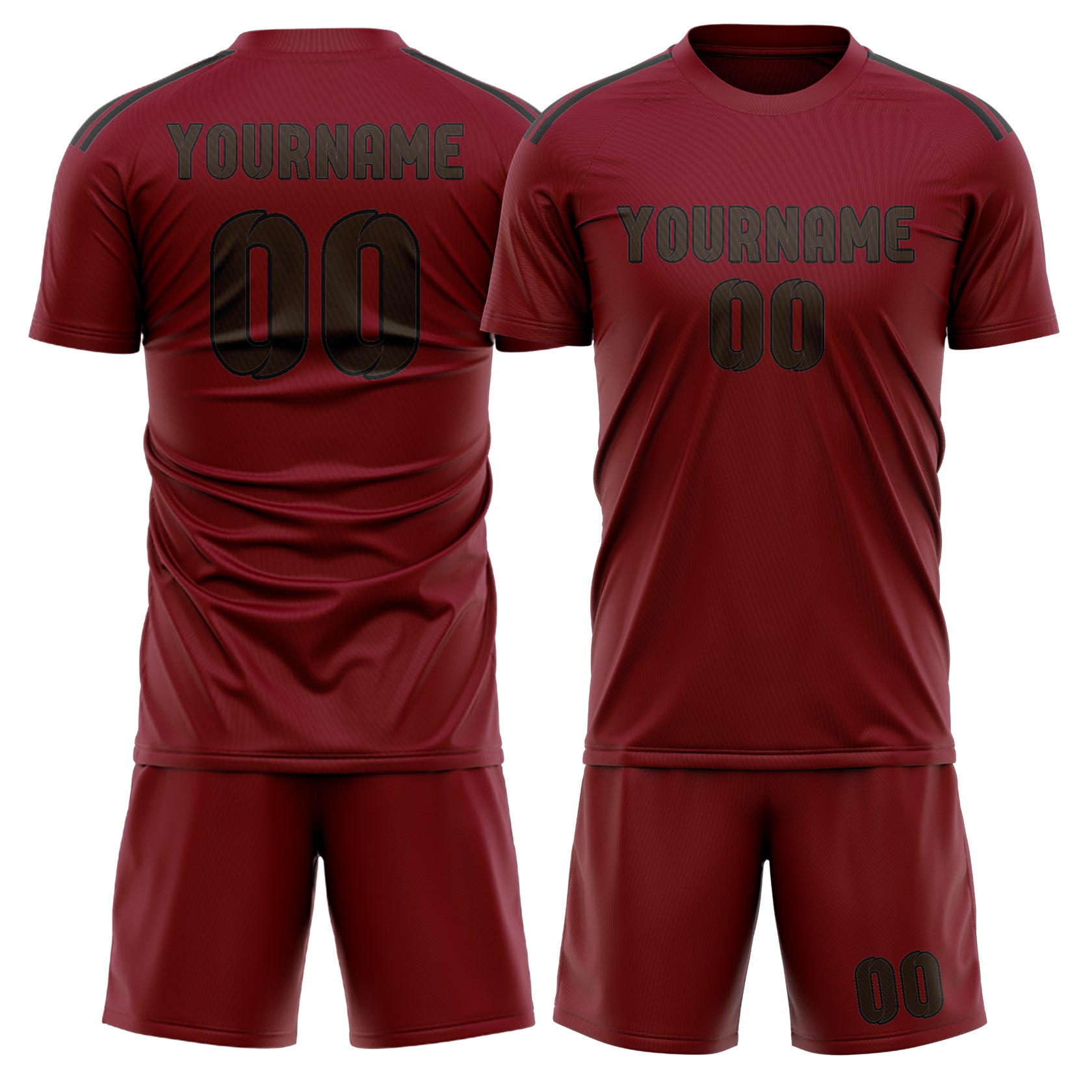 Maßgeschneidertes Professionelles Karmesinrot Braun Fußballtrikot-Set
