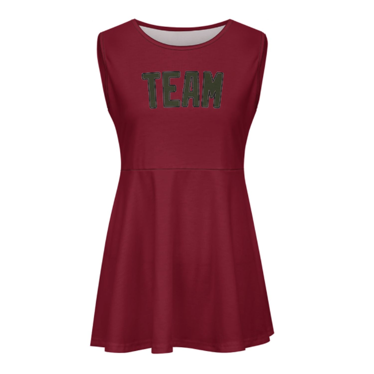 Maßgeschneidertes Karmesinrot Dunkles Oliv Cheerleader-Kleid