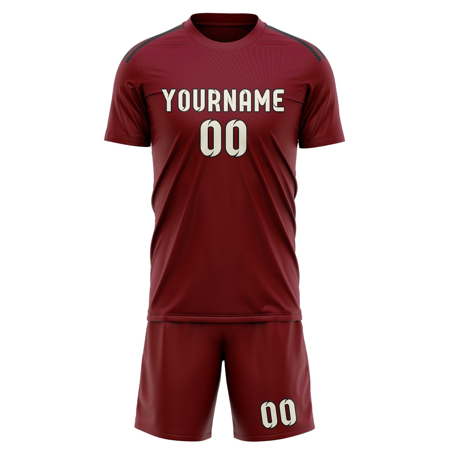 Maßgeschneidertes Professionelles Karmesinrot Beige Fußballtrikot-Set