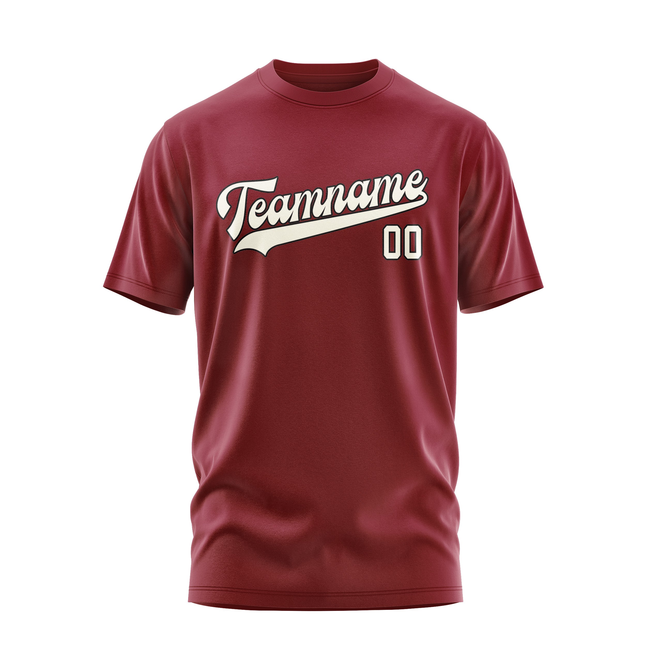 Maßgeschneidertes Karmesinrot Beige T-Shirt