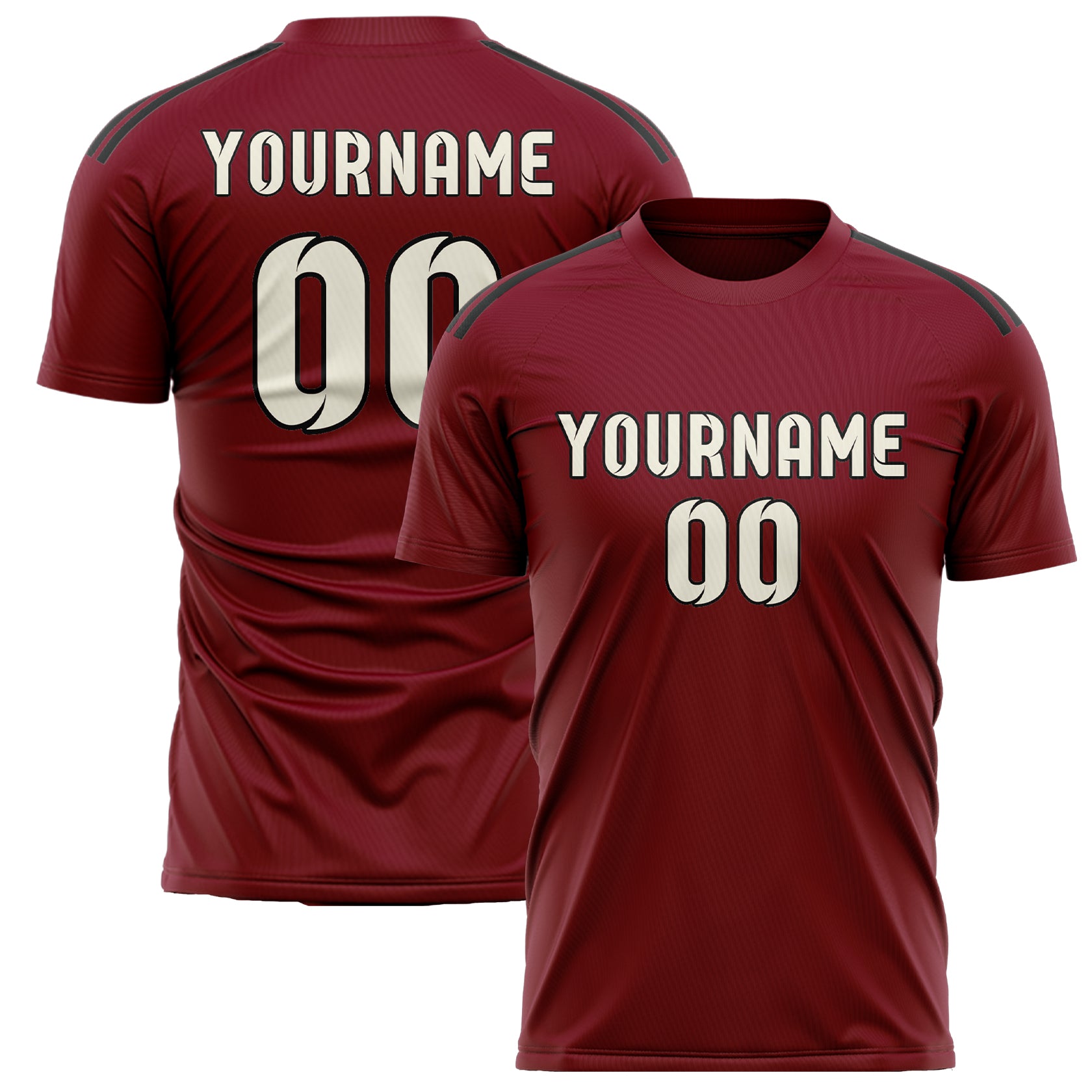 Benutzerdefiniertes Professionelles Karmesinrot Beige Fußballtrikot