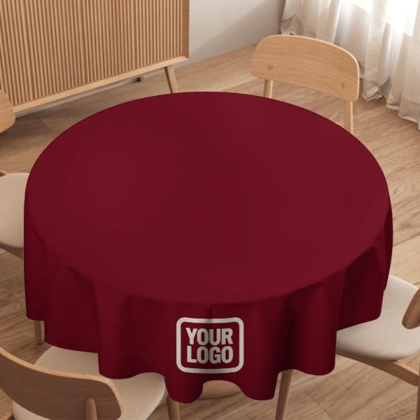 Maßgeschneidertes Karmesinrot Beige Runde Tischdecke