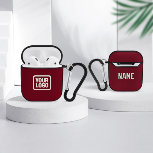 Maßgeschneidertes Karmesinrot Beige AirPods-Hülle