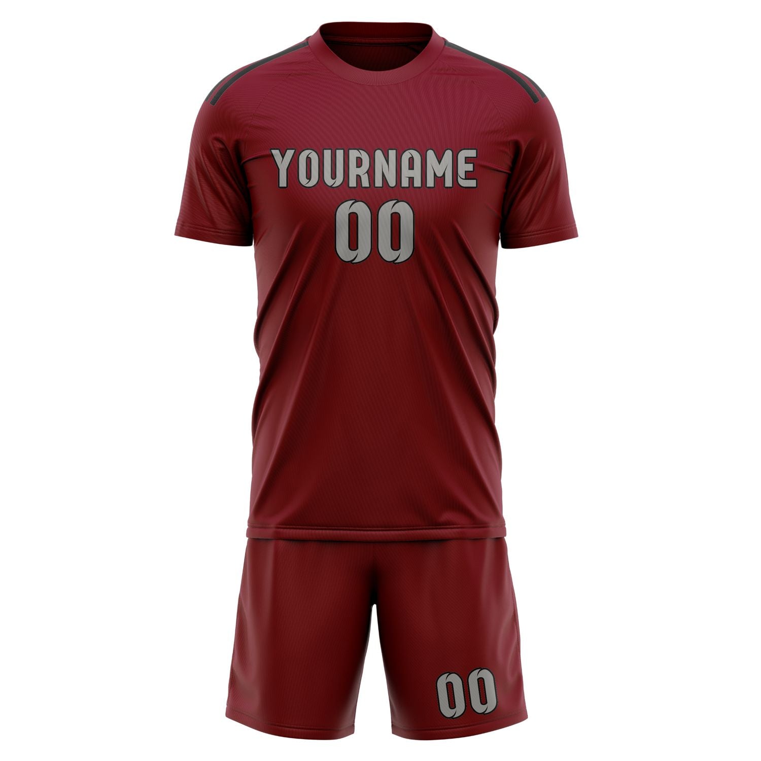 Maßgeschneidertes Professionelles Karmesinrot Grau Fußballtrikot-Set