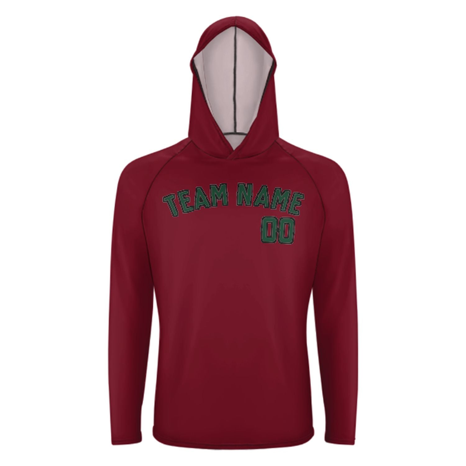 Maßgeschneidertes Karmesinrot Moosgrün UV-Hoodie