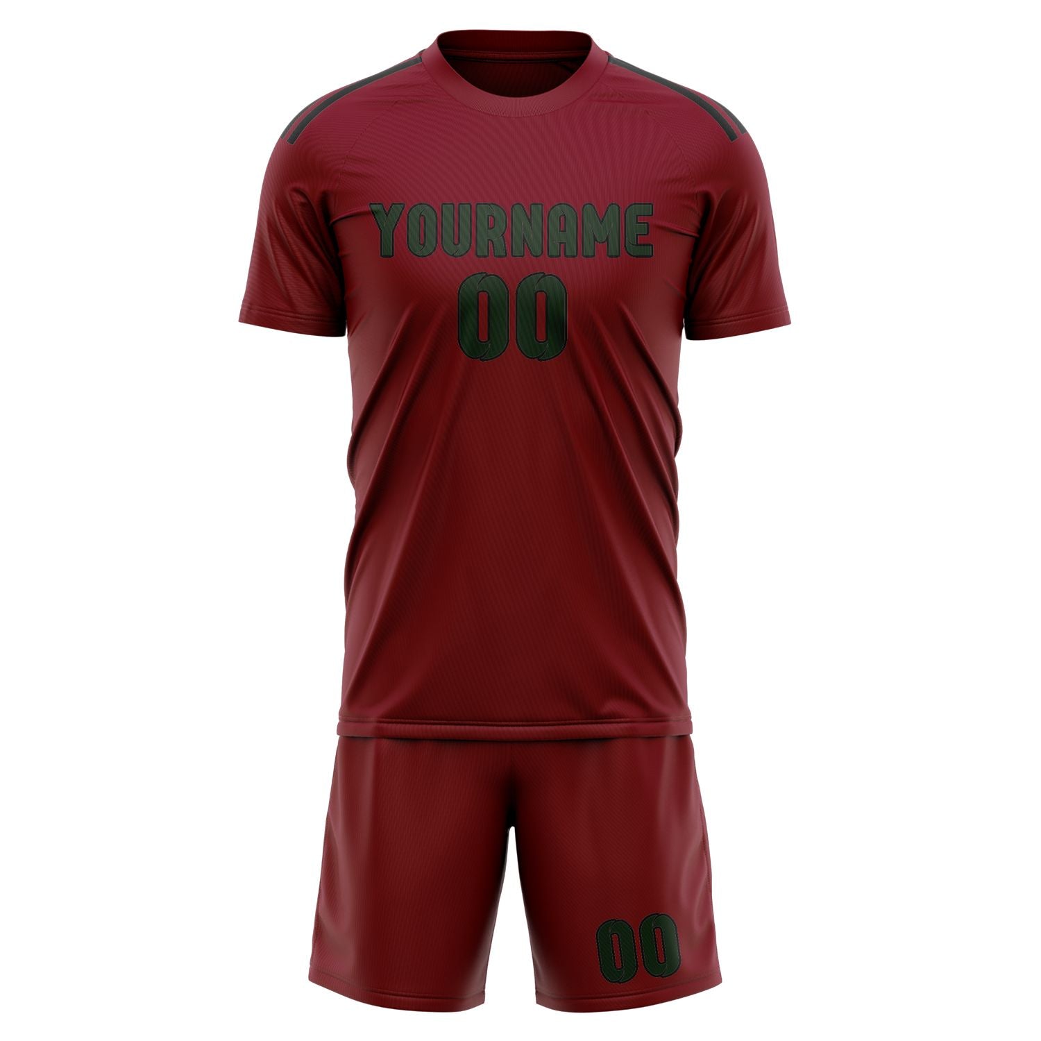 Maßgeschneidertes Professionelles Karmesinrot Tannengrün Fußballtrikot-Set