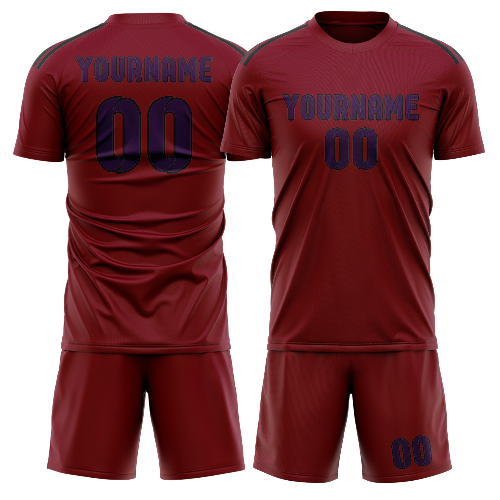 Maßgeschneidertes Professionelles Karmesinrot Lila Fußballtrikot-Set