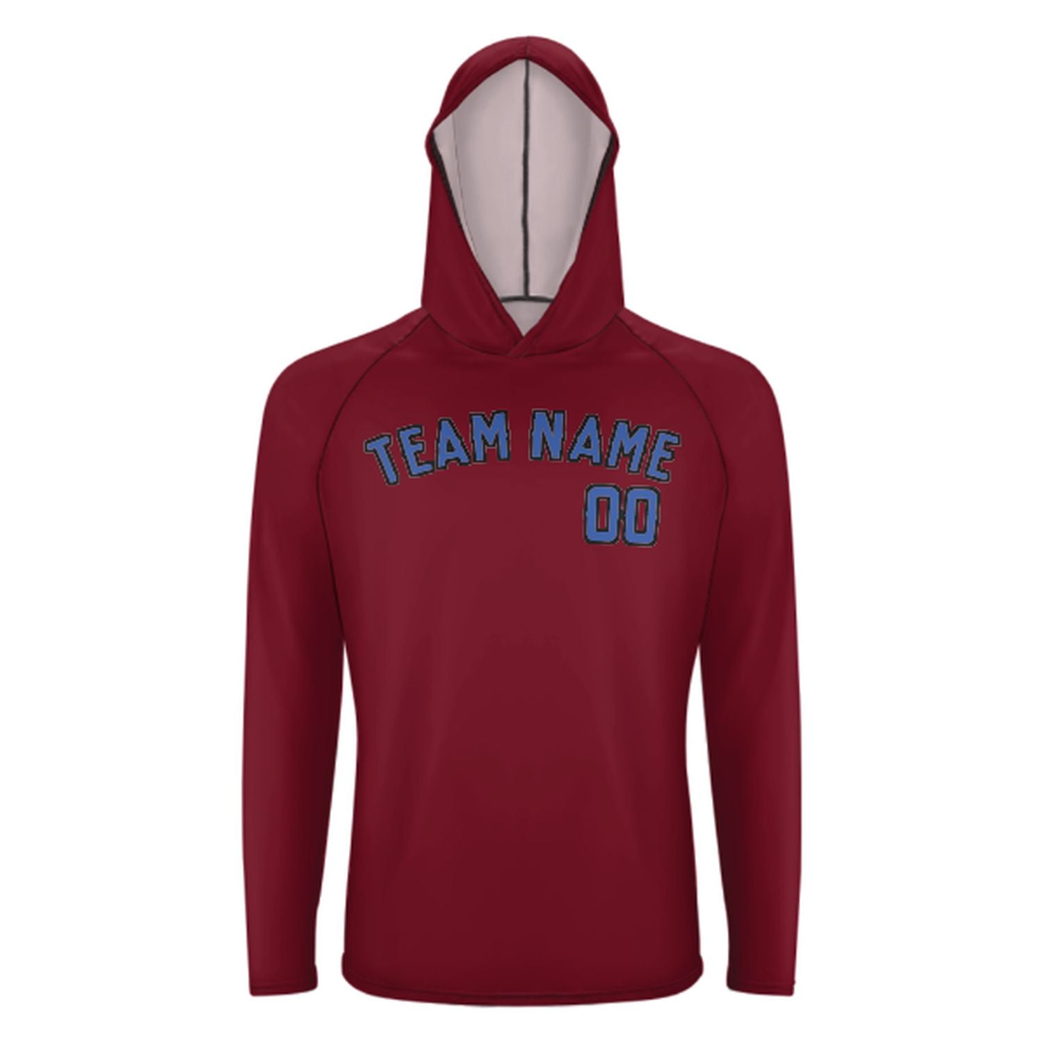 Maßgeschneidertes Karmesinrot Himmelblau UV-Hoodie
