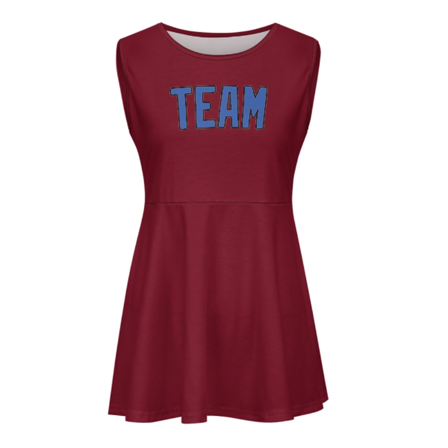 Maßgeschneidertes Karmesinrot Himmelblau Cheerleader-Kleid