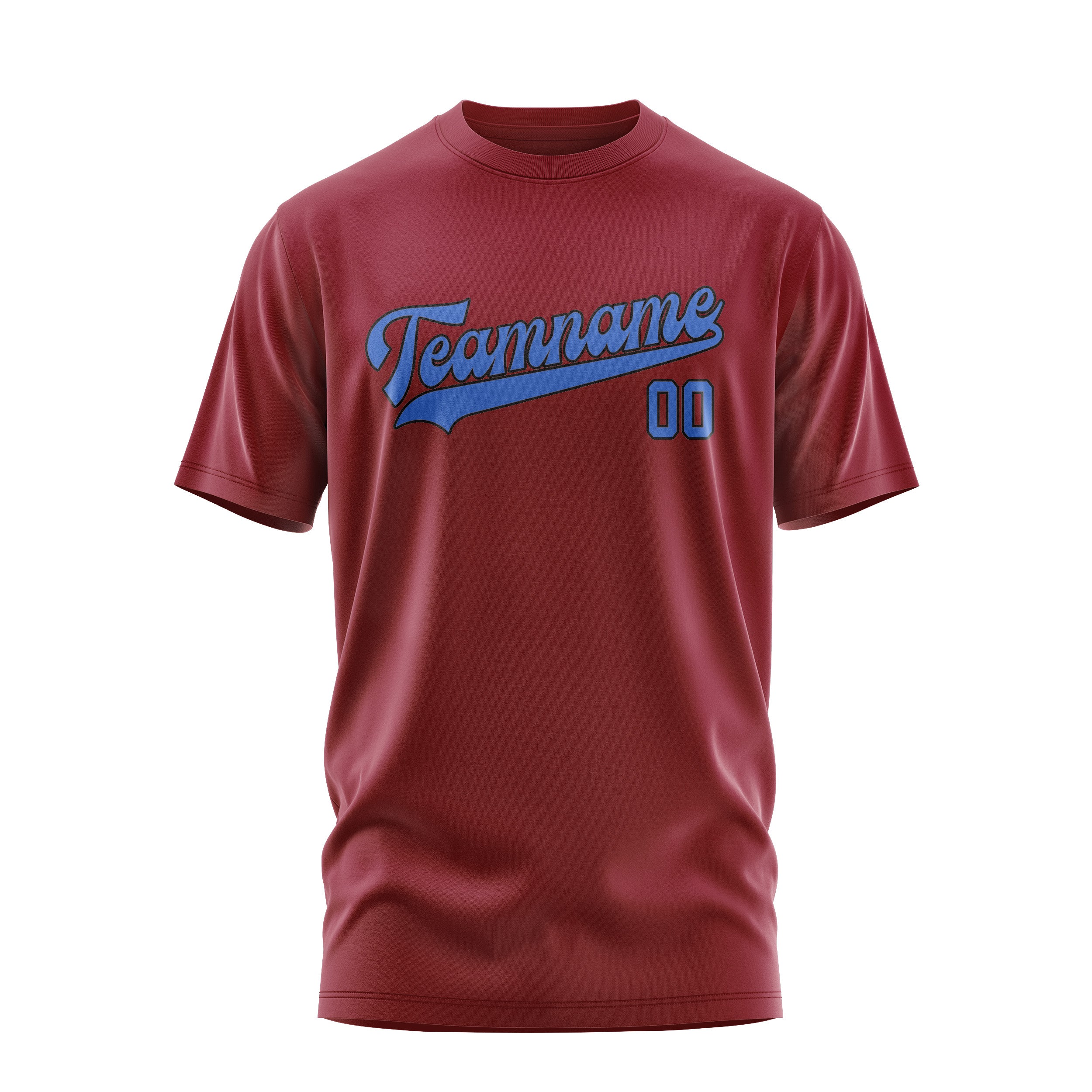 Maßgeschneidertes Karmesinrot Himmelblau T-Shirt