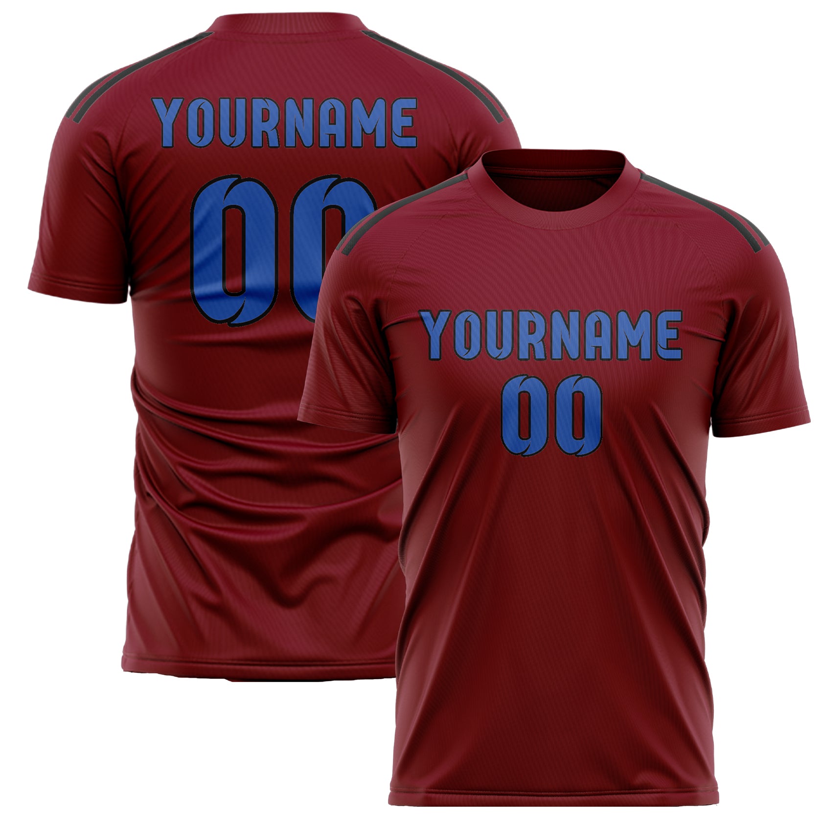 Benutzerdefiniertes Professionelles Karmesinrot Himmelblau Fußballtrikot