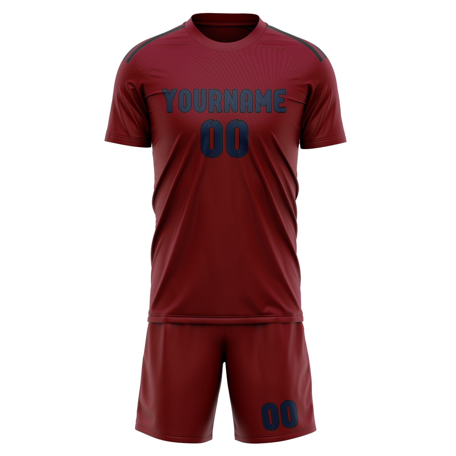 Maßgeschneidertes Professionelles Karmesinrot Marineblau Fußballtrikot-Set