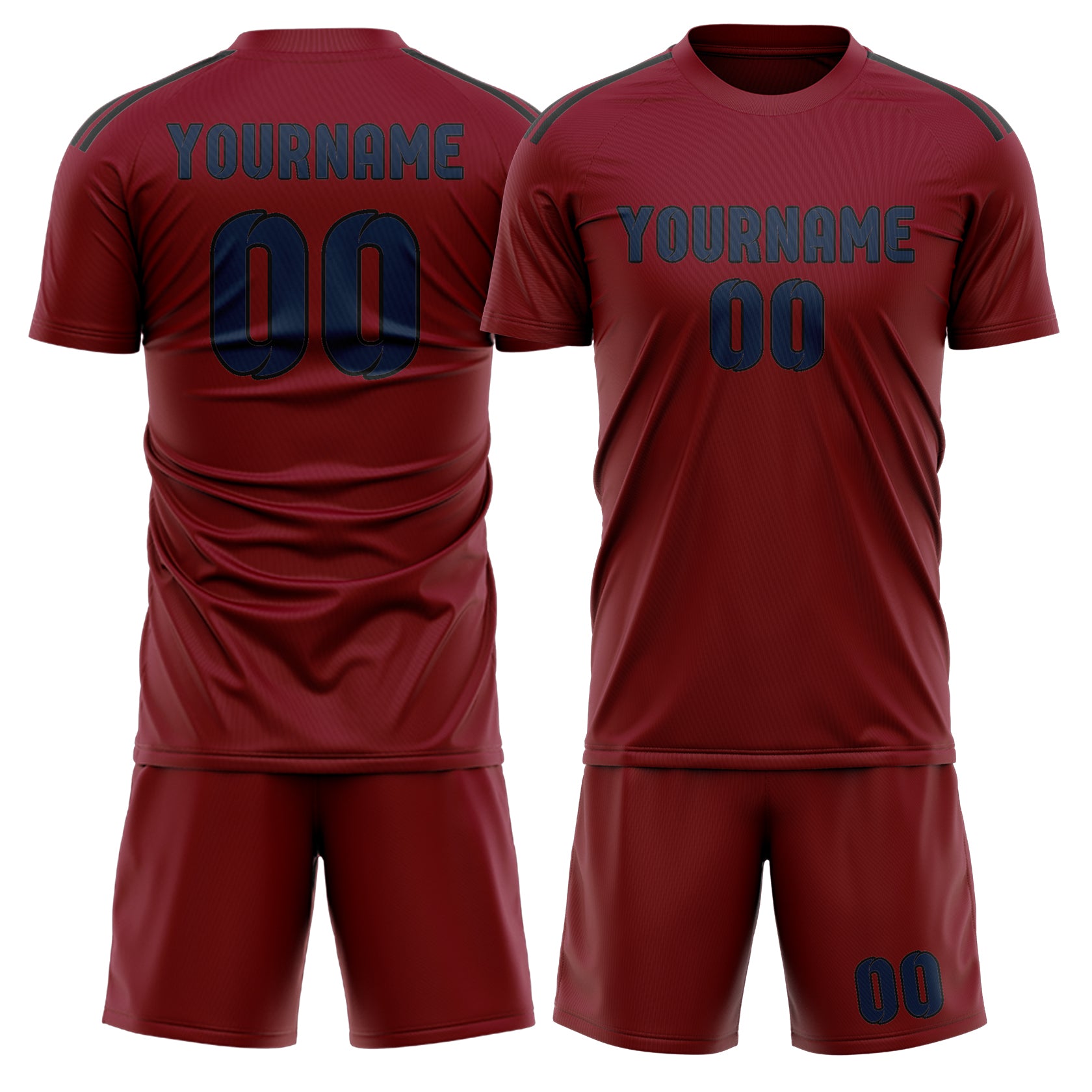 Maßgeschneidertes Professionelles Karmesinrot Marineblau Fußballtrikot-Set